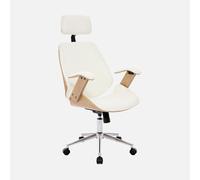sweeek - Silla de oficina con ruedas, madera curvada y acabado en polipiel , Michael , 62x67x130 White