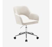 sweeek - Silla de oficina de pana fina con ruedas y base cromada , Jim pana , 62x60x99 White