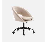 sweeek - Silla de oficina de terciopelo con ruedas , Pam , 59x60x89 White