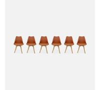 sweeek - Silla escandinava con patas de madera de haya, set de 6 , Nils , 47x55x81 Terracota