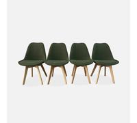 sweeek - Silla escandinava de madera de haya y borreguito, set de 4 , Nils borreguito , 47x55x81 Caqui oscuro