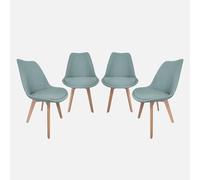 sweeek-Silla escandinava de Madera de Haya y Tela Simple, Set de 4 Azul Claro - 49x55x81 cm