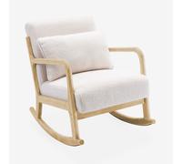 sweeek - Silla mecedora estilo escandinavo con borreguito , Lorens borreguito , 65x80x81 Crema