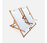 sweeek - Silla plegable de madera de eucalipto, set de 2 , Creus , 102x56x86 Blanco