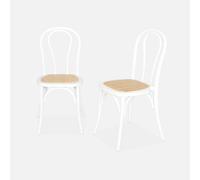 sweeek - Silla vintage de madera y ratán, set de 2 , Bastille , 49x48x90 Blanco