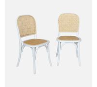sweeek - Silla vintage de madera y ratán, set de 2 , Montparnasse , 48x44x89 Blanco