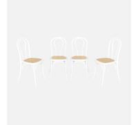 sweeek - Silla vintage de madera y ratán, set de 4 , Bastille , 48x49x90 Blanco