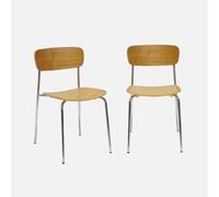 sweeek - Silla vintage de metal y contrachapado, set de 2 , Toby , 43x51x77 Gris perlado