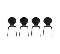 sweeek - Sillas apilables retro, madera y contrachapado, set de 4 , Naomi , 43x48x87 Negro