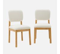 sweeek - Sillas de madera de hevea y borreguito, set de 2 , Swann , 45x48x89 Blanco