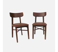 sweeek - Sillas de madera de hevea y polipiel, set de 2 , Thea , 46x48x82 Nogal