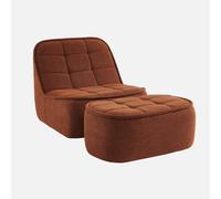 sweeek - Sillón borreguito de 1 plaza + reposapiés , Boni , 93x104x85 Terracota