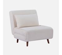 sweeek - Sillón convertible borreguito base de madera, 1 plaza , Guest borreguito , 191x77x83 Crema