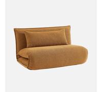 Sweeek - Sillón convertible de tejido borreguito texturizada, 2 plazas, Fleeep, Mostaza, 200x120x66 cm Yellow