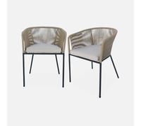 sweeek - Sillón de jardín de cuerda y acero galvanizado, set de 2 , Santos , 56x59x79 Beige