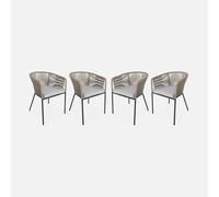 sweeek - Sillón de jardín de cuerda y acero galvanizado, set de 4 , Santos , 56x59x79 Beige