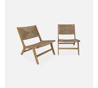 sweeek - Sillón de jardín de madera y resina, set de 2 , Loredo , 55x79x72 Natural