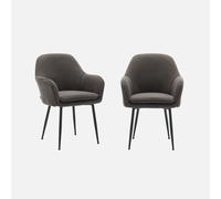 sweeek - Sillón de pana con patas de metal negro mate, set de 2 , Shella pana , 57x59x84 Gris oscuro
