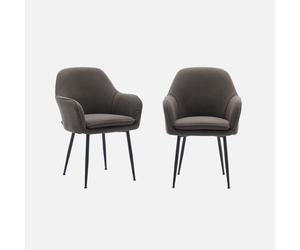 sweeek - Sillón de pana con patas de metal negro mate, set de 2 , Shella pana , 57x59x84 Gris oscuro