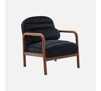 sweeek - Sillón escandinavo de madera de hevea teñida de nogal y tela de terciopelo , Amelie terciopelo , 66x82x77 Negro