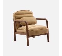 sweeek - Sillón escandinavo de madera de hevea teñida de nogal y tela de terciopelo , Amelie terciopelo , 66x82x77 Cappucino