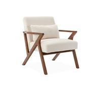 sweeek - Sillón escandinavo de Madera de hevea y Rizo Blanco Antoine