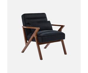 sweeek - Sillón escandinavo de madera de hevea y terciopelo , Antoine terciopelo , 70x75x81 Negro