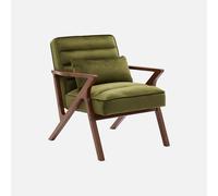 sweeek - Sillón escandinavo de madera de hevea y terciopelo , Antoine terciopelo , 70x75x81 Verde kaki