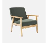 sweeek - Sillón escandinavo de madera y pana , Isak pana , 64x69x73 Caqui oscuro