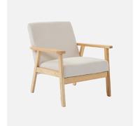 sweeek - Sillón escandinavo de madera y pana , Isak pana , 64x69x73 Crema
