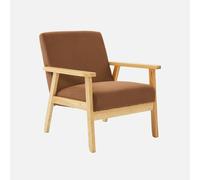 sweeek - Sillón escandinavo de madera y pana , Isak pana , 64x69x73 Marrón