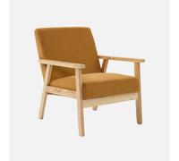 sweeek - Sillón escandinavo de madera y pana , Isak pana , 64x69x73 Mostaza