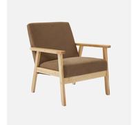 sweeek - Sillón escandinavo de madera y pana , Isak pana , 64x69x73 Pardo