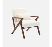 sweeek - Sillón escandinavo, madera de hevea teñida en nogal , Antoine , 70x75x81 Blanco