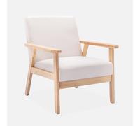 sweeek - Sillón estilo escandinavo de madera y tela, Isak, Azul esmeralda, 64x69.5x73 cm Beige