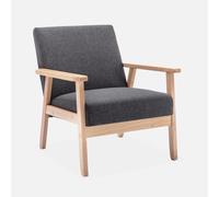 sweeek - Sillón estilo escandinavo de madera y tela, Isak, Azul esmeralda, 64x69.5x73 cm Gray