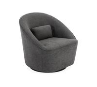 sweeek - Sillón giratorio 360° de tela gris oscuro con cojín. Lana 80 x 73 x 77 cm