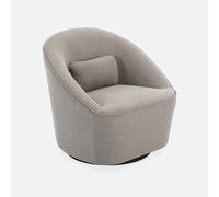 Sweeek - Sillón giratorio de tela 360º con cojín, Lana, Gris beige, 80x73x77 cm Gray