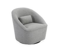 sweeek-Sillón Giratorio de Tela 360º con cojín, Lana, Gris Claro, 80x73x77 cm