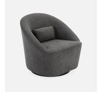 sweeek - Sillón giratorio de tela 360º con cojín, Lana, Gris oscuro, 80x73x77 cm Gray