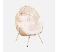 sweeek - Sillón huevo de jardín de acero y resina , Solenza , 100x91x142 Beige