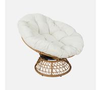 sweeek - Sillón papasan giratorio en poliratán, para exterior/interior, 96cm , Tahiti , 96x77x86 Crudo