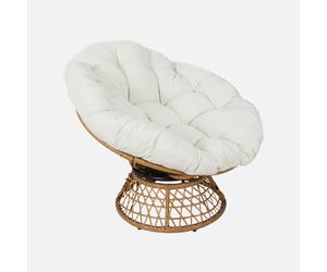 sweeek - Sillón papasan giratorio en poliratán, para exterior/interior, 96cm , Tahiti , 96x77x86 Crudo