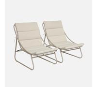 sweeek - Sillón relax de acero. set de 2 , Edena , 62x85x85 Beige