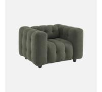 sweeek - Sillón tapizado en tejido borreguito , Leon , 110x99x68 Verde kaki