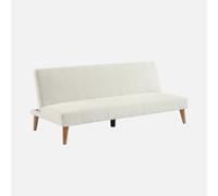 sweeek-Sofá-Cama Borreguito con Patas de Madera, 3 plazas Blanco - 180x100x74.5 cm