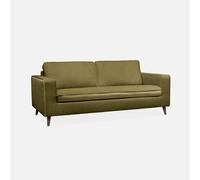 sweeek - Sofá cama con colchón de 12cm, 3 plazas , Gustave , 198x97x83 Verde oliva