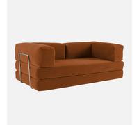 sweeek - Sofá cama con futón plegable en pana y estructura cromada, 3 plazas, Seventies, Antracita, 200x100x72 cm Bronze
