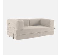 sweeek - Sofá cama con futón plegable en pana y estructura cromada, 3 plazas, Seventies, Antracita, 200x100x72 cm Beige