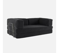 sweeek - Sofá cama con futón plegable en pana y estructura cromada, 3 plazas, Seventies, Antracita, 200x100x72 cm Gray
